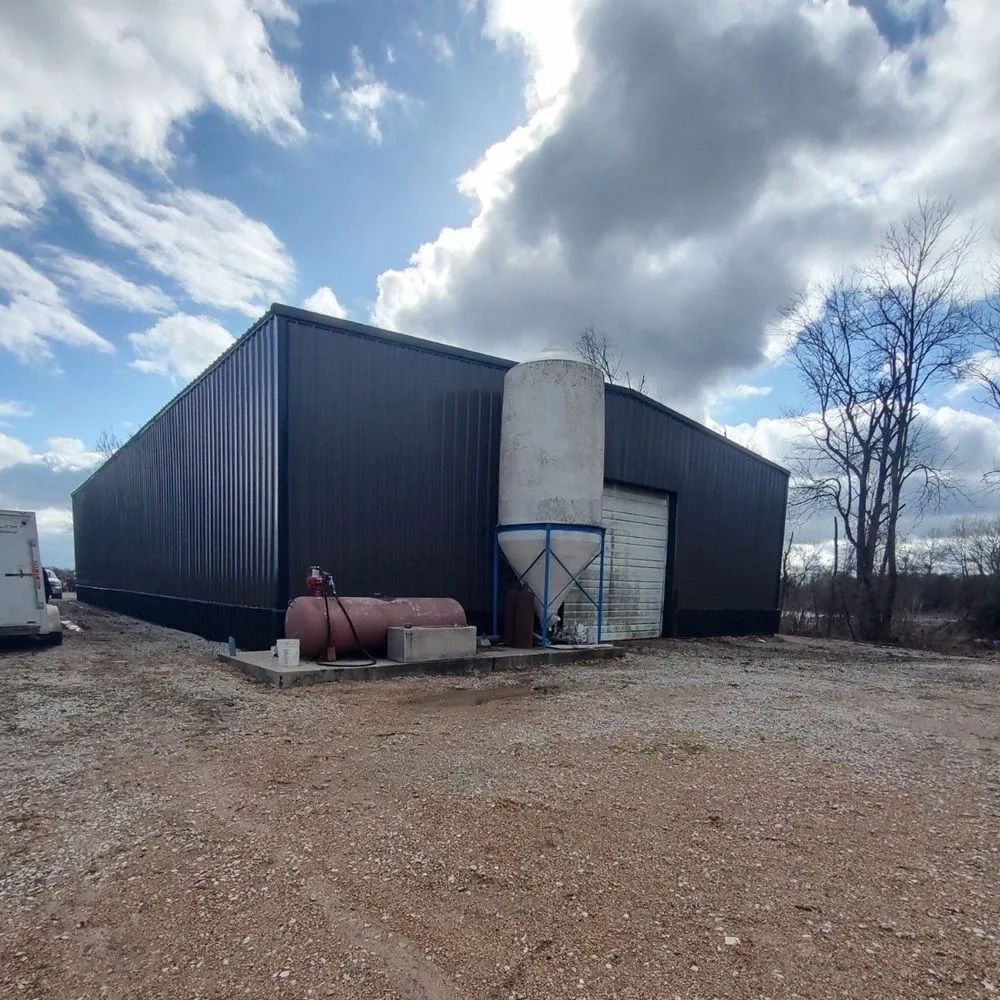 Metal roofing and siding installed on a building in Calhoun, Missouri